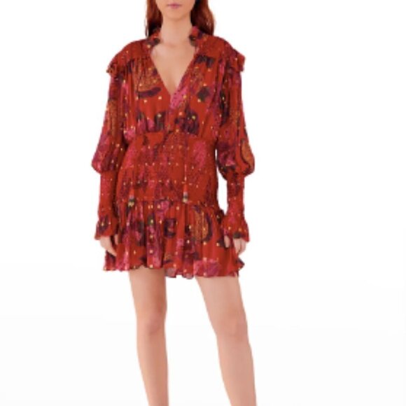 NEW Farm Rio Banana Flowers Smocked Mini Dress - Picture 1 of 7